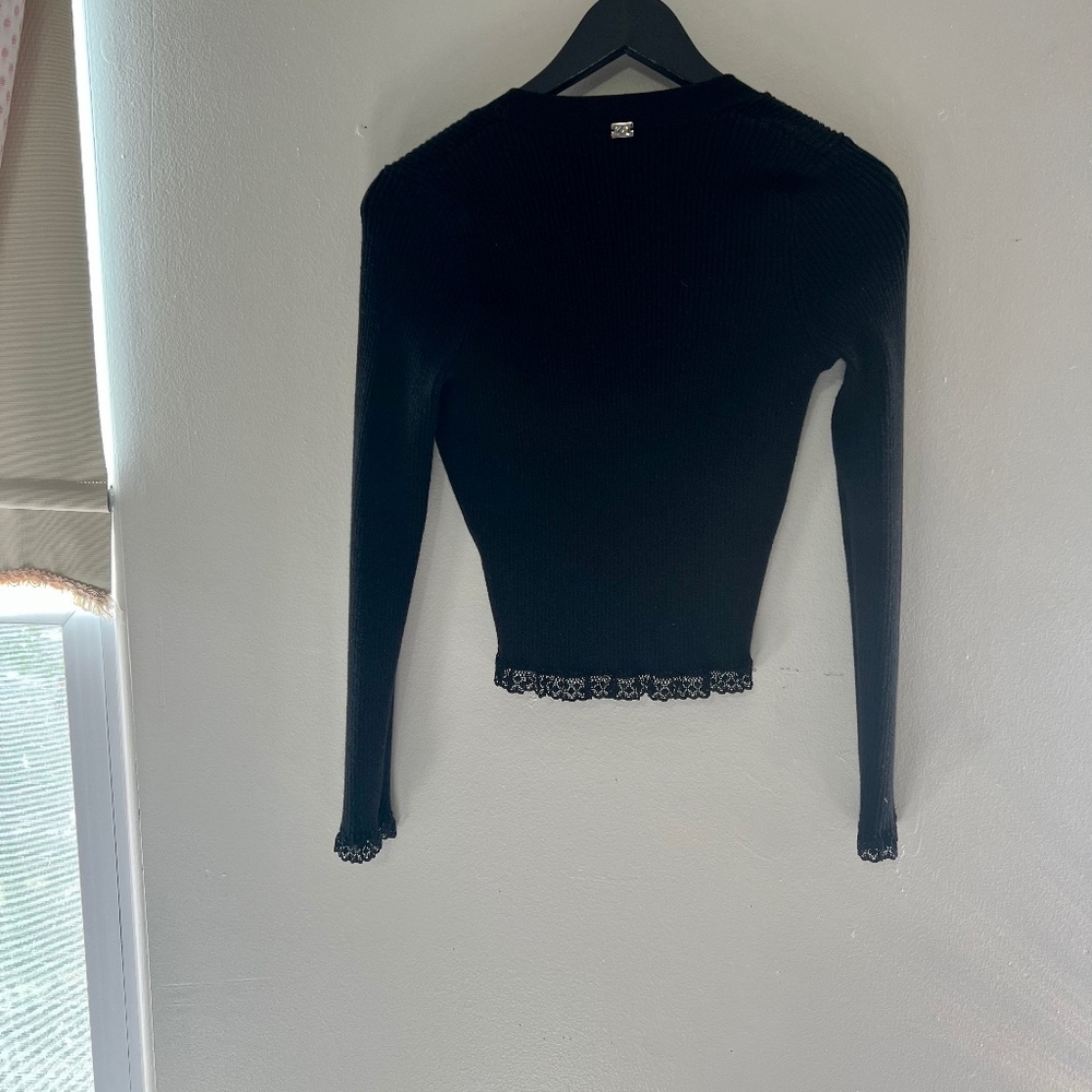 For Love and Lemons Button up sweater lace sweater